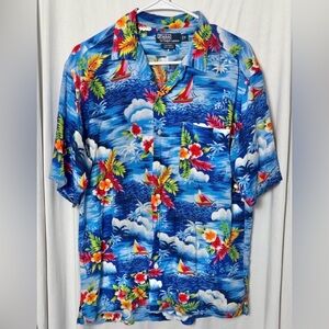 Polo Ralph Lauren Vintage Caldwell Rayon Hawaiian Shirt Size Medium